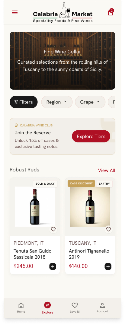 Calabria Market fine wine discovery experience